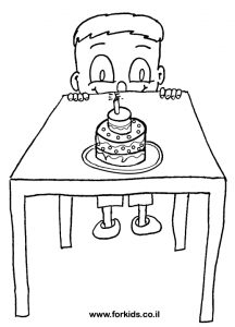 ילד עם עוגה לצביעה