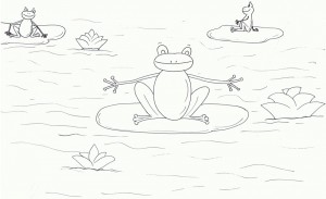 דף צביעה של צפרדעים בביצה