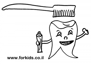 דף צביעה שן עם מברשת