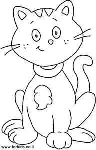 דף צביעה חתול מחייך