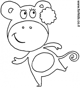 דף צביעה קוף עם פרח