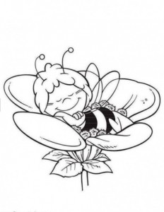 דבורה מיה בפרח לצביעה