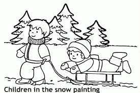 ילדים בשלג לצביעה