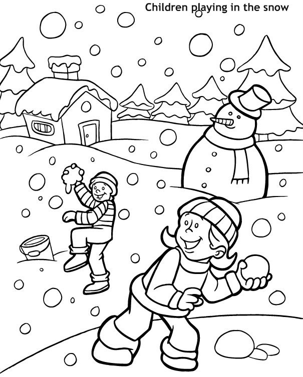 ילדים משחקים בשלג לצביעה
