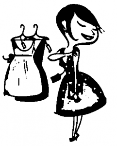 ילדה מודדת שמלה דף צביעה