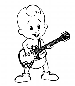 תינוק של במבה מנגן בגיטרה
