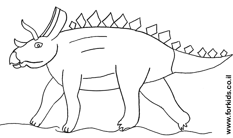 דף צביעה דינוזאור עם קרן