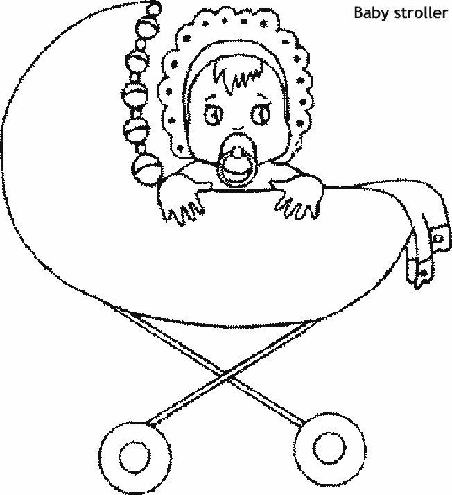תינוקת בעגלה דף צביעה